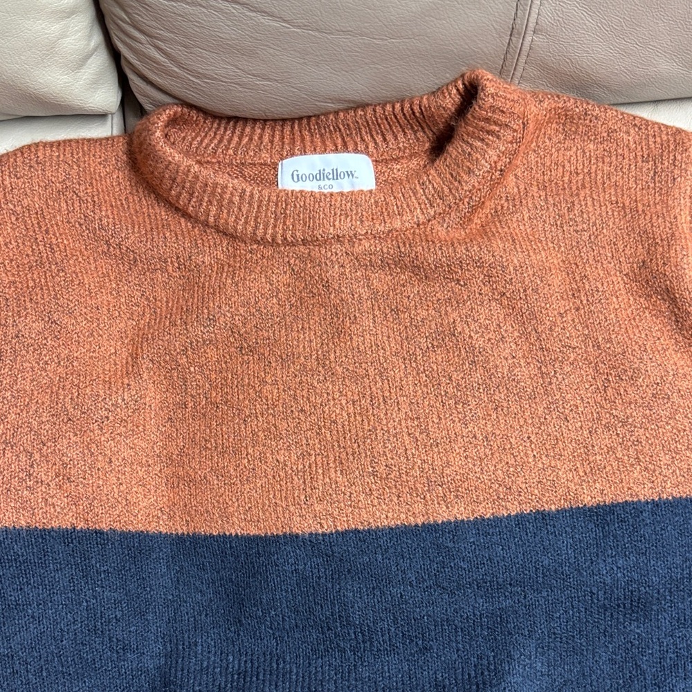 Goodfellow & Co Colorblock Crewneck Sweater - Rust and Navy NWT